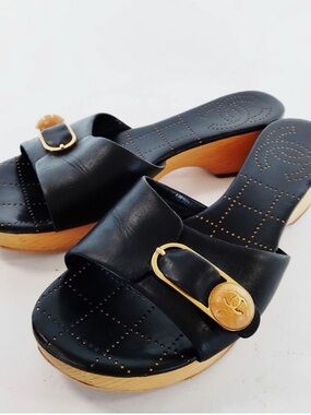 CHANEL | Shoes | Chanel Black Quilted Leather Slide Mules Size 395